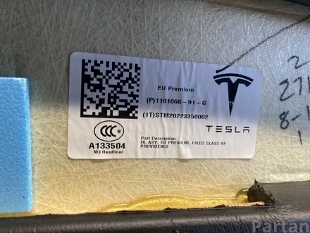 Tesla 1101066-91-G / 110106691G MODEL 3 2020 Headlining