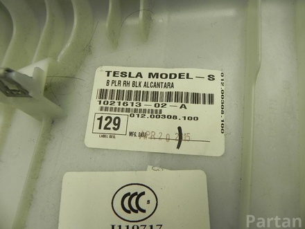 Tesla 1021613-02-A / 102161302A MODEL S 2015 Lining, pillar b right side